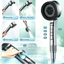 Cargar imagen en el visor de la galería, Shower Head, Handheld Shower Combination, Wall-Mounted, with Bracket/Hose and Dirt Removal Water Filter, Handheld Massage Function, 4+1 Modes Can Be Adjusted, Comfortable to the Skin, Gentle Decontamination.