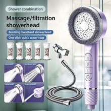 Cargar imagen en el visor de la galería, Shower Head, Handheld Shower Combination, Wall-Mounted, with Bracket/Hose and Dirt Removal Water Filter, Handheld Massage Function, 4+1 Modes Can Be Adjusted, Comfortable to the Skin, Gentle Decontamination.
