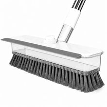 Cargar imagen en el visor de la galería, 4-In-1 Liquid Dispensing Floor Scrub Brush with Long Plastic+Steel Handle, 25Cm Heavy-Duty Stiff Bristle Broom with Squeegee &amp; Tweezer for Floors/Tiles Deep Cleaning House Supplies, Wet Dry Fur Remover Grey Home Care Tool Hard Kitchen Scraper Brooms Push
