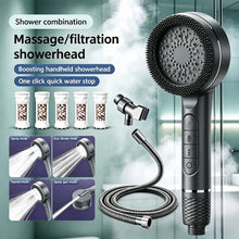 Cargar imagen en el visor de la galería, Shower Head, Handheld Shower Combination, Wall-Mounted, with Bracket/Hose and Dirt Removal Water Filter, Handheld Massage Function, 4+1 Modes Can Be Adjusted, Comfortable to the Skin, Gentle Decontamination.
