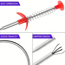 Cargar imagen en el visor de la galería, 4-Claw Flexible Drain Grabber Tool, 78.74In Bendable Pipe Clog Remover for Bathroom &amp; Household Use

