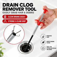 Cargar imagen en el visor de la galería, 4-Claw Flexible Drain Grabber Tool, 78.74In Bendable Pipe Clog Remover for Bathroom &amp; Household Use
